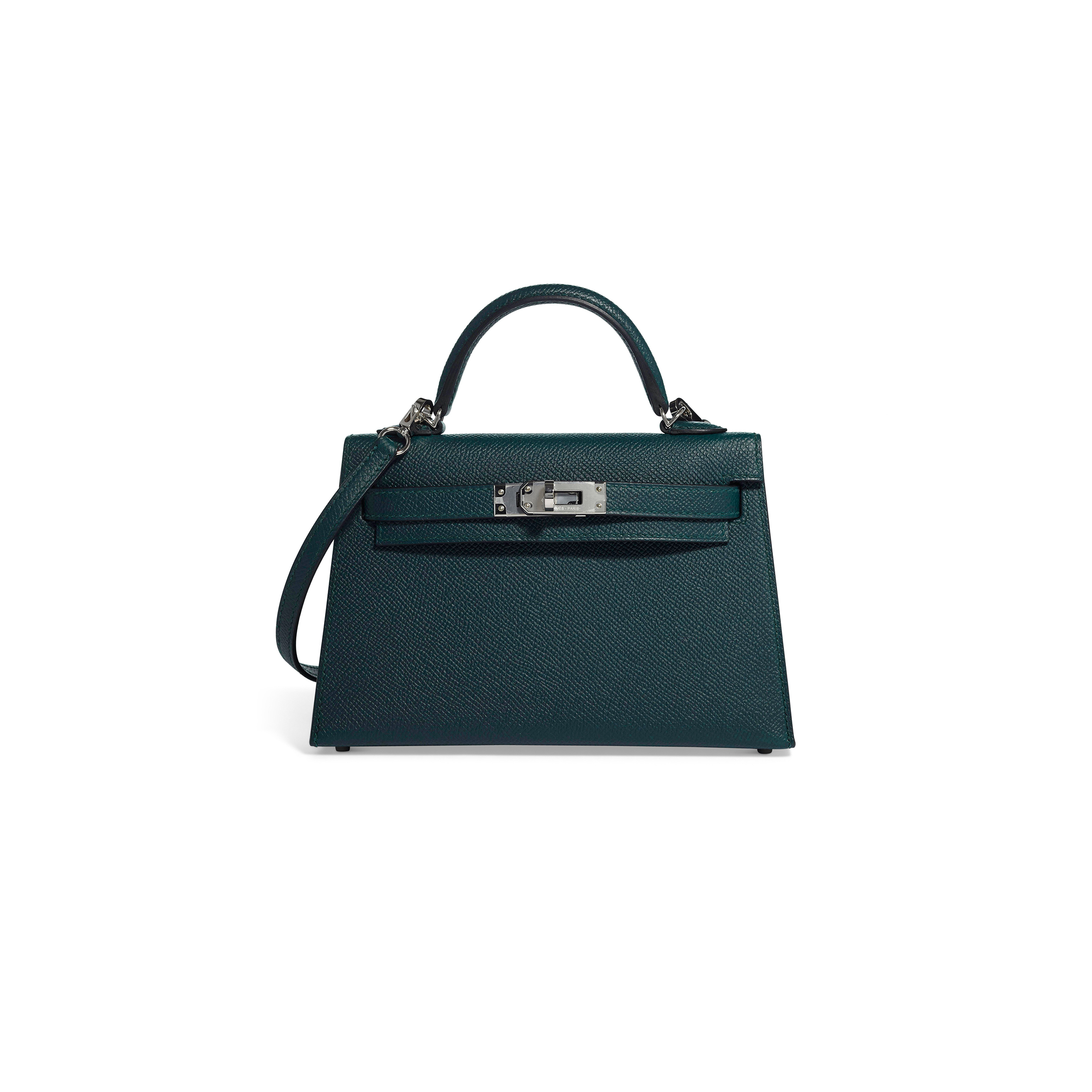 HERMÈS MINI KELLY VERT CYPRESS WITH PALLADIUM HARDWARE (19*12*5.5cm)